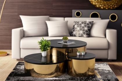 Modern Style 3PC CT805-3 Coffee Table Set in Gold