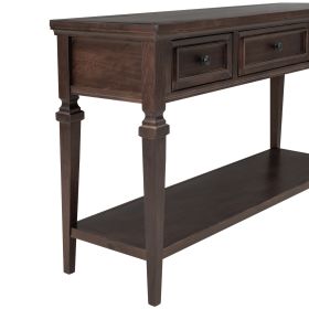 TREXM Classic Retro Style Console Table with Three Top Drawers and Open Style Bottom Shelf, Easy Assembly (Espresso)