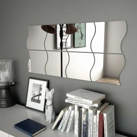 Wall Mirrors 8 pcs 7.9"x7.9" Wave Glass