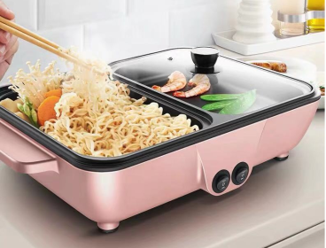 Student dormitory pan roast-shabu one pan frying pan (Option: White-EU)